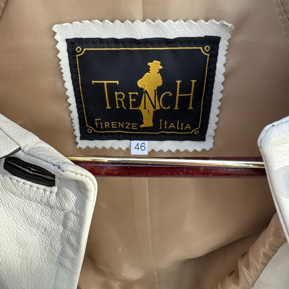 NWT Vintage Italian Leather Trench Coat - Picture 3 of 16